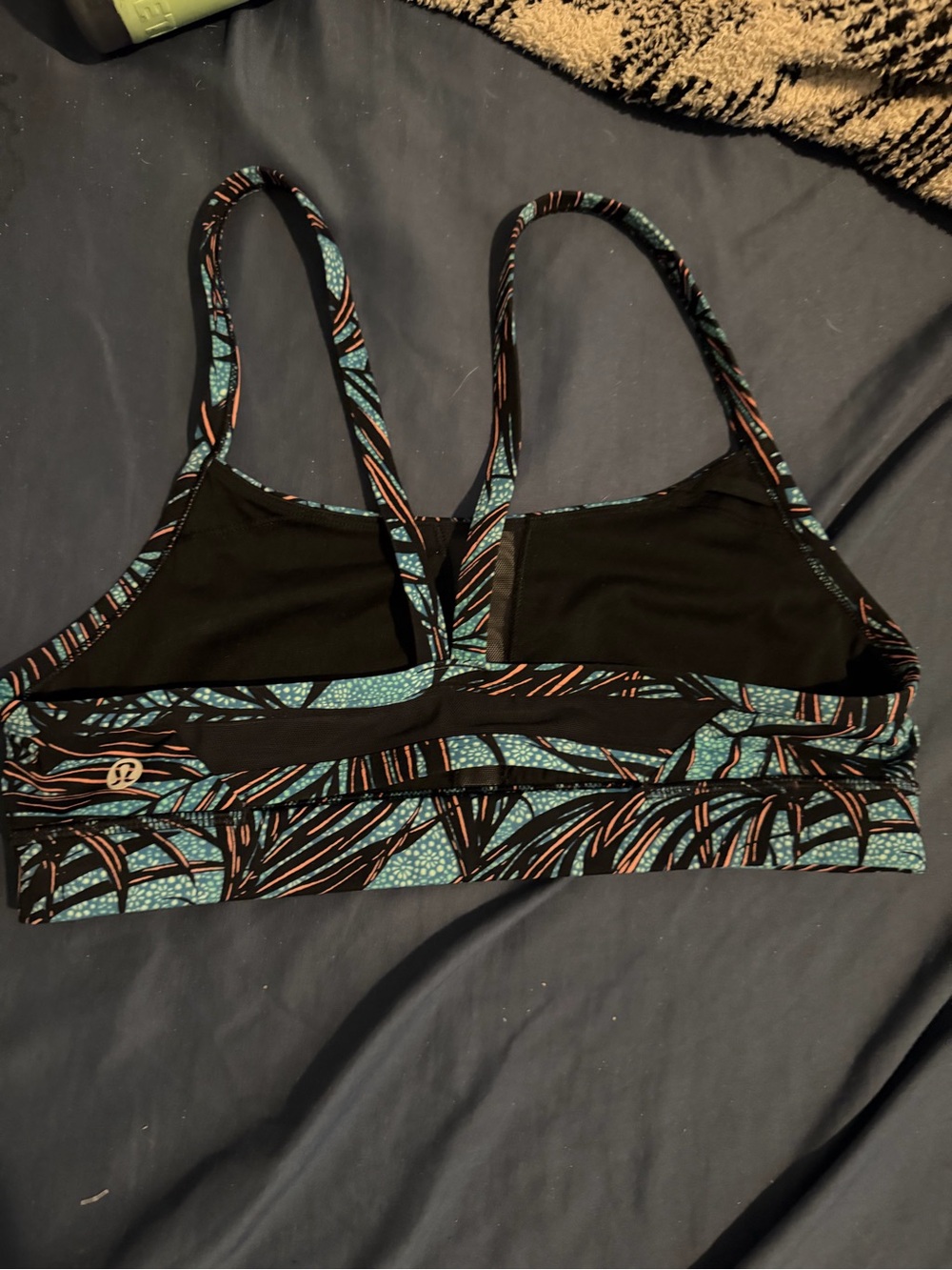 lululemon athletica Black, Teal & Coral Strappy Printed Sports Bra